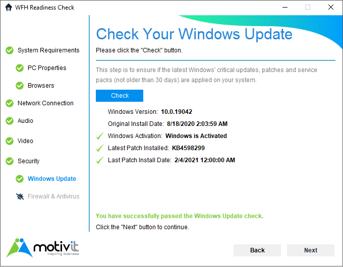 MotivIT WFH Readiness Check_Windows Update